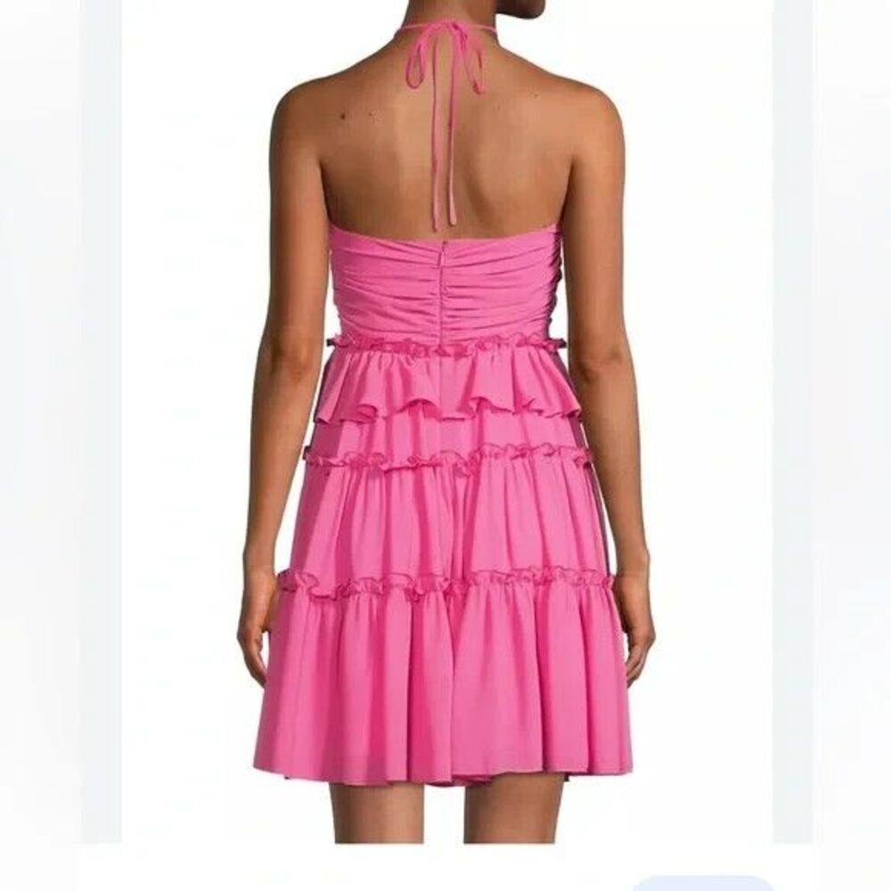 One 33 Social women Fuchsia Pink Tier Ruffle Halter Short Mini Dress size 2 $375 - Picture 3 of 13